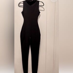 SKIMS Black Sleeveless High-Neck Jumpsuit